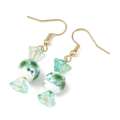 Printed Porcelain & Glass Dangle Earrings EJEW-JE07486-1