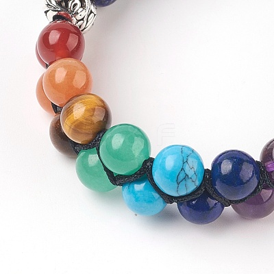 Chakra Natural Lapis Lazuli Braided Bead Bracelets BJEW-O164-A11-1