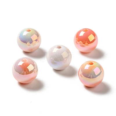 UV Plating Opaque Rainbow Iridescent Acrylic Beads MACR-D063-01A-06-1