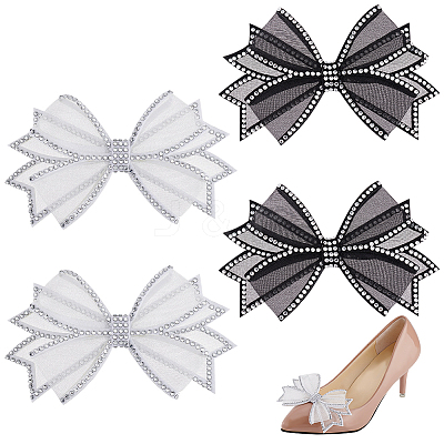 4Pcs 2 Colors Bowknot Polyester Rhinestone Shoe Decorations FIND-GO0002-32-1
