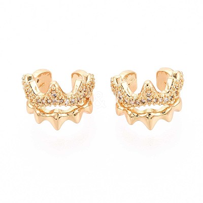 Brass Micro Pave Clear Cubic Zirconia Cuff Earrings EJEW-T047-63G-1