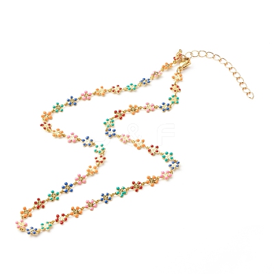 Brass Enamel Link Chain Necklaces NJEW-JN03554-1
