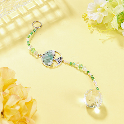 Glass Teardrop Window Hanging Suncatchers HJEW-TADJ0004-1