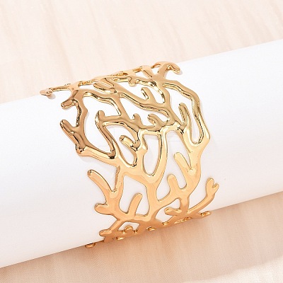 304 Stainless Steel Cuff Bangles for Women BJEW-G757-02G-1