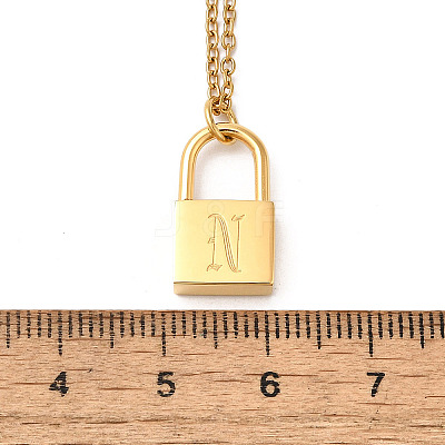 304 Stainless Steel Rolo Chain Pendant Necklaces NJEW-S444-01G-14-1