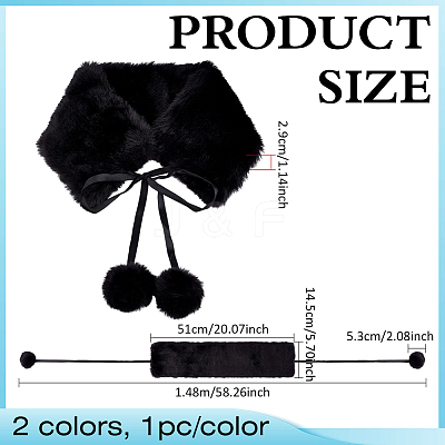 2Pcs 2 Colors Imitation Rex Rabbit Fur Plush Scarf AJEW-PH0008-63-1