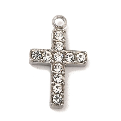 304 Stainless Steel Rhinestone Pendants STAS-S131-11P-1