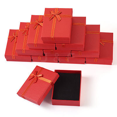 Rectangle Paper Jewelry Set Storage Boxes with Bowknot X1-CON-TAC0014-04D-1