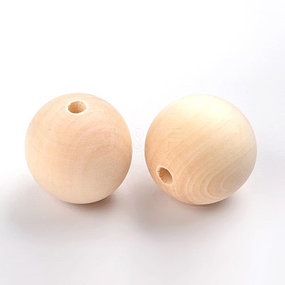 Round Unfinished Wood Beads WOOD-Q008-35mm-LF-1