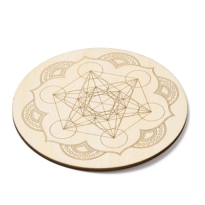 Sacred Geometric Wooden Grid DJEW-F028-01B-1