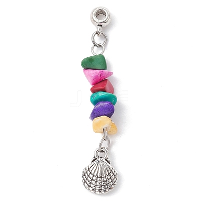 Dyed Synthetic Turquoise Chip Pendants PALLOY-JF02238-03-1