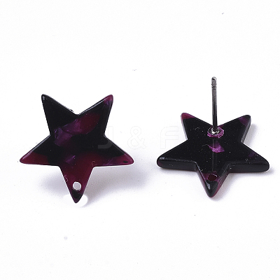 Cellulose Acetate(Resin) Stud Earring Findings KY-R022-022-1