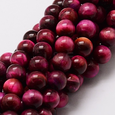 Natural Tiger Eye(Dyed & Heated) Round Beads Strands G-E329-10mm-40D-1