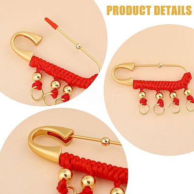 4Pcs Chinese Brass Safety Pins Findings JEWB-CA0001-71-1