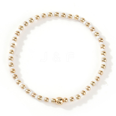 Glass Seed Beads & CCB Beads Stretch Bracelets TB4137-20-1