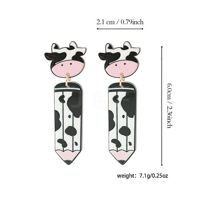 Back to School Acrylic Dangle Stud Earrings FS-WGAA197-10-1