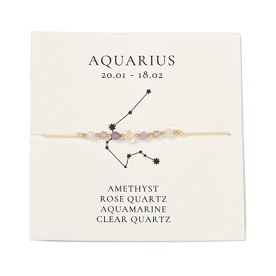 Natural stone constellation bracelet with 12 zodiac signs LS-NR2952-10-1