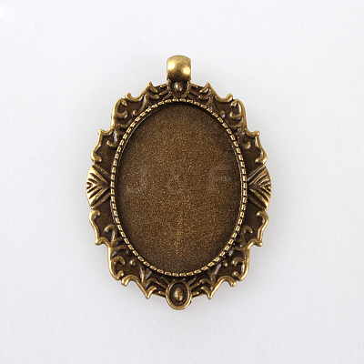 Vintage Tibetan Style Alloy Pendant Cabochon Bezel Settings TIBEP-M018-12AB-NF-1
