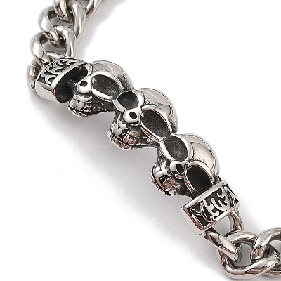 304 Stainless Steel Viking Skull Link Chain Bracelets for Men BJEW-B096-49C-1