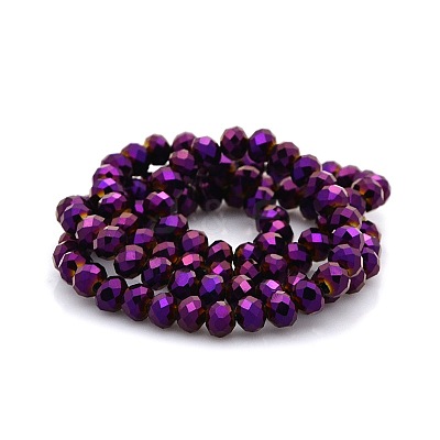Full Plated Faceted Rondelle Electroplate Glass Beads Strands GLAA-A024D-FP03-1