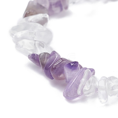 Natural Amethyst & Quartz Crystal Chips Beads Stretch Bracelet for Women BJEW-AL00003-18-1