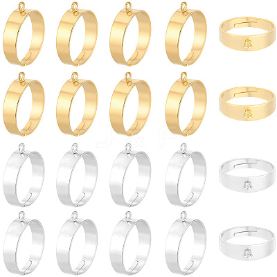 20Pcs 2 Colors Adjustable Brass Finger Rings Setting for Hanging Pendant KK-BBC0027-80-1