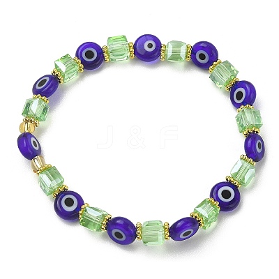5Pcs 5 Style Natural Banded Agate & Lampwork Evil Eye & Seed Beaded Stretch Bracelets Set BJEW-JB09616-03-1