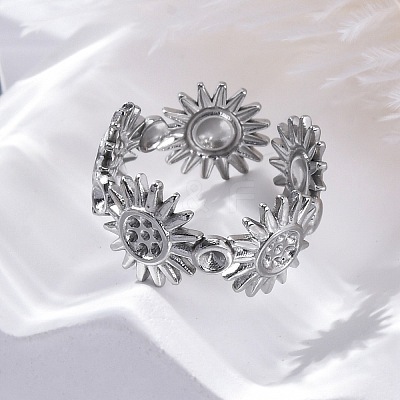 Sun 304 Stainless Steel Open Cuff Ring Components RJEW-F174-02P-1