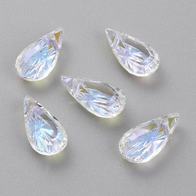 Embossed Glass Rhinestone Pendants GLAA-J101-06A-001SI-1