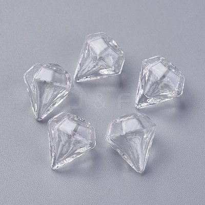 Diamond Shape Handmade Blown Glass Bottle GLAA-WH0015-06-1