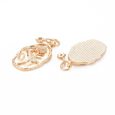 Brass Gold Quartz Rhinestone Pendants X-KK-S364-212-1