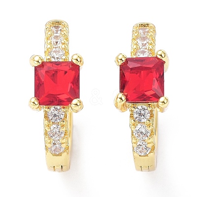 Brass Inlaid Cubic Zirconia Hoop Earrings ZIRC-P090-16G-B-1