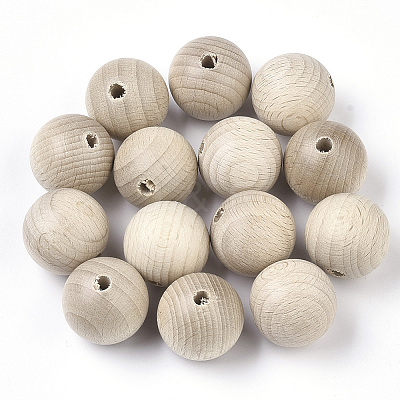 Natural Beech Wood Beads LS-WOOD-T020-01D-1