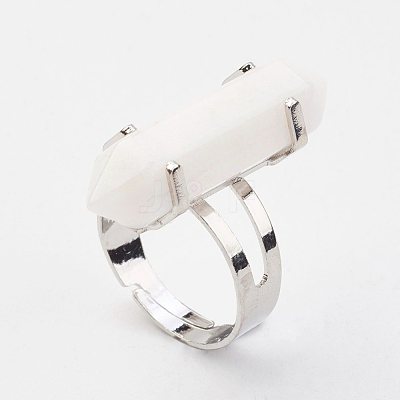 Natural White Jade Finger Rings RJEW-P120-D24-1
