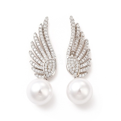 Rack Plating Brass Micro Pave Cubic Zirconia Stud Earrings EJEW-H091-24P-1