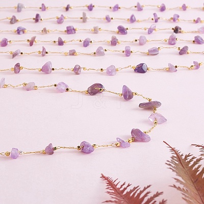 Natural Amethyst Chips Beaded Chains CHC-SZ0001-62H-1