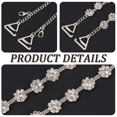 Alloy Crystal Rhinestone Flower Link Invisible Non-Slip Sexy Shoulder Straps AJEW-WH20054-198-1