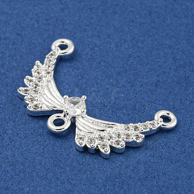 Rack Plating Brass Pave Clear Cubic Zirconia Wing Chandelier Component Links KK-F089-16S-1
