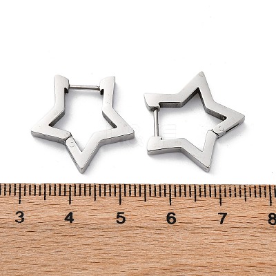 Non-Tarnish 304 Stainless Steel Star Huggie Hoop Earrings X-STAS-H156-05P-1