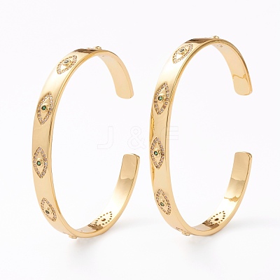 Brass Micro Pave Cubic Zirconia Cuff Bangles BJEW-Z001-02A-1