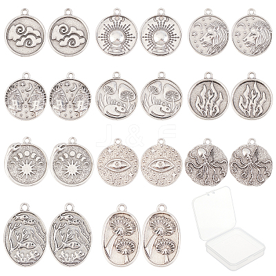 22Pcs 11 Style Tibetan Style Alloy Pendant Enamel Settings FIND-SC0002-23-1