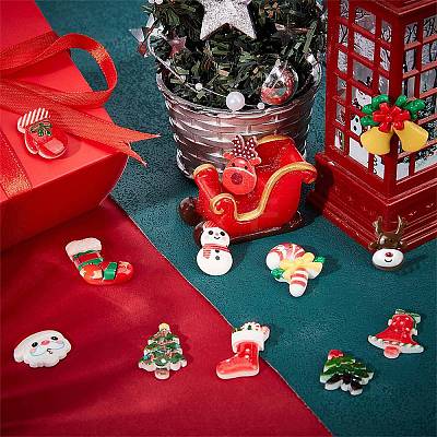 48Pcs 12 Styles Christmas Theme Opaque Resin Cabochons CRES-SC0002-54-1