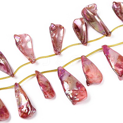 AB Color Plated Dyed Natural Freshwater Shell Beads Strands SHEL-T020-55G-1