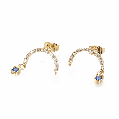 Brass Micro Pave Cubic Zirconia Stud Crawler Earrings EJEW-R010-04A-1