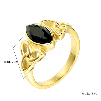 Horse Eye & Knot 304 Stainless Steel with Cubic Zirconia Finger Rings FS-WG8EA45-08-1