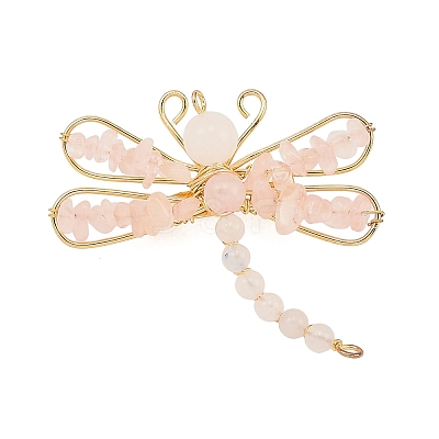Natural Gemstone & Brass & Iron Brooches JEWB-H034-01G-1