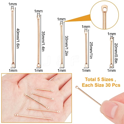 150Pcs 5 Style Eco-Friendly Brass Bar Links KK-SC0002-74KCG-1