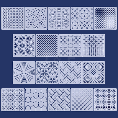 18Pcs PET Embroidery Template DIY-ME0003-65-1