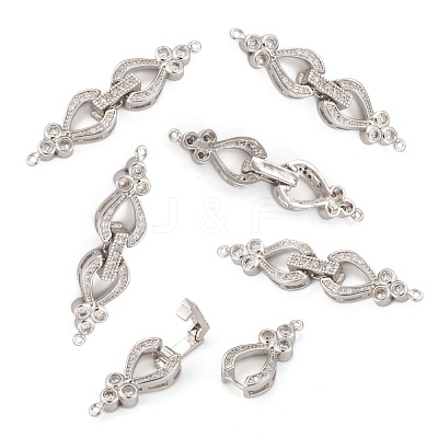 Brass Micro Pave Cubic Zirconia Fold Over Clasps ZIRC-F013-01P-FF-1