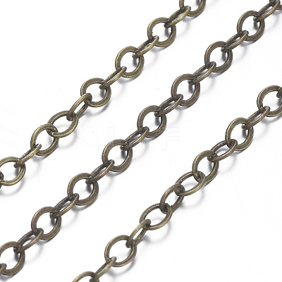 Brass Flat Oval Cable Chains CHC025Y-AB-1